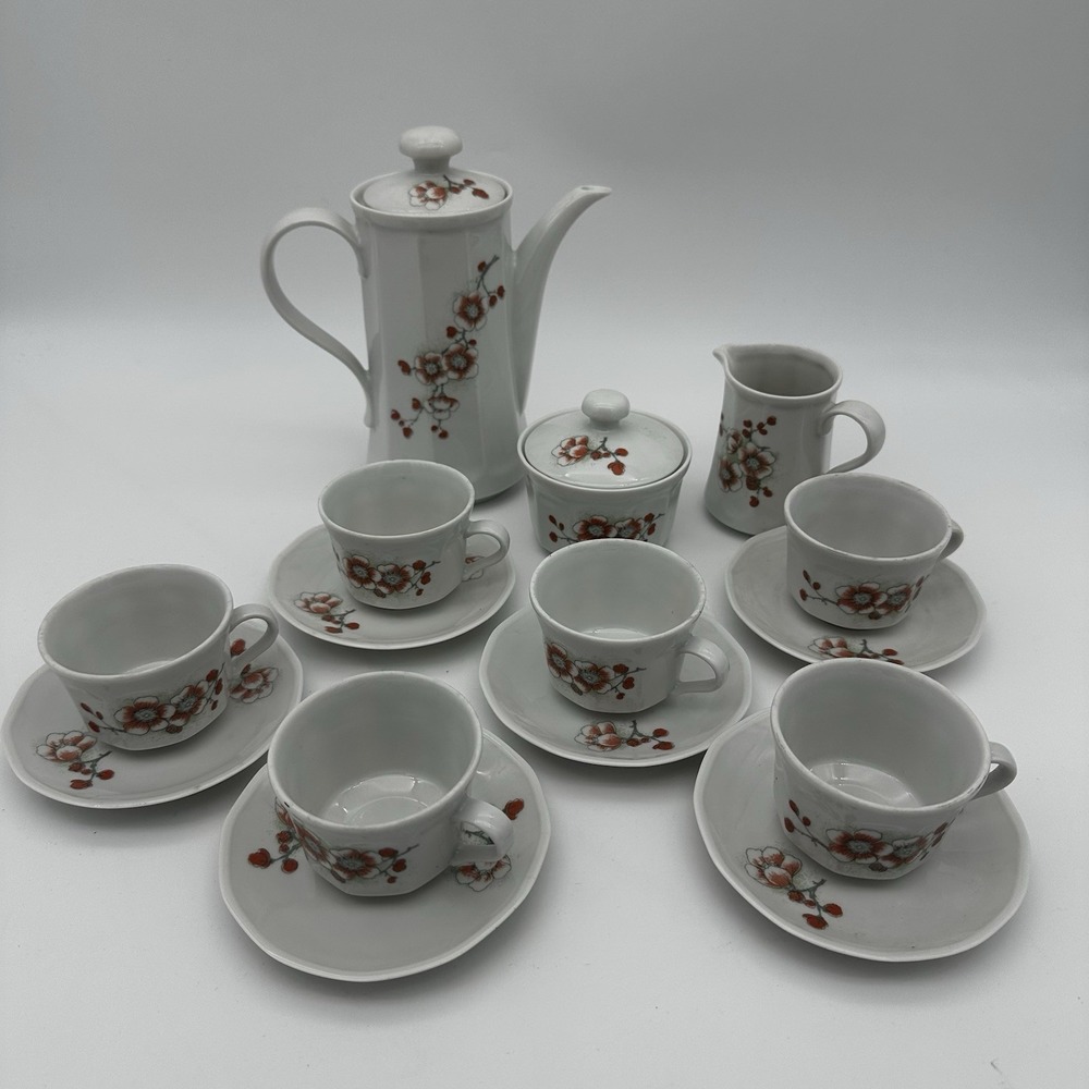 VINTAGE KAHLA Porcelain Tea Set Great Condition‎ Pink Floral Set For 6 Tea Time